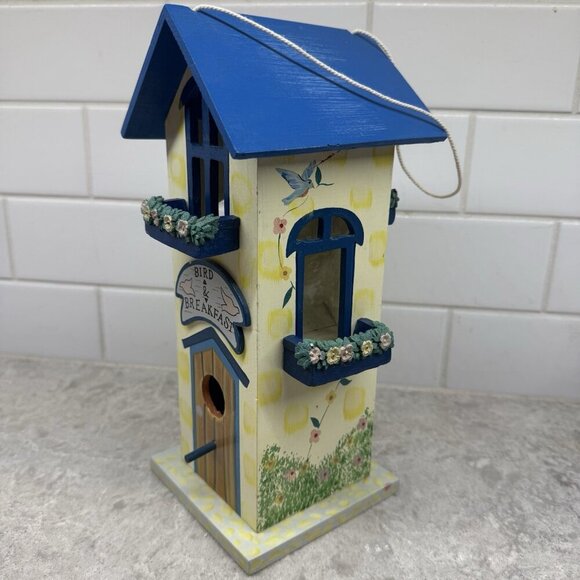 Bird and Breakfast Hand painted Wood birdhouse. 11 in x 5 in x 5 in. - Picture 4 of 8